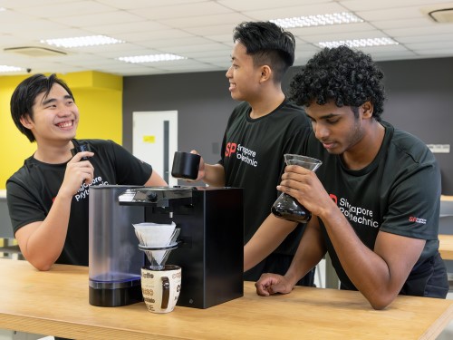 Students testing the quality of pour-over coffee