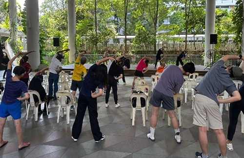 Students leading exercise