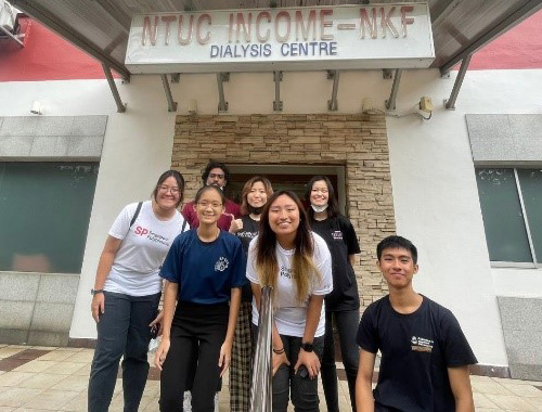 DAPC students outside Bukit Batok NKF Dialysis Centre