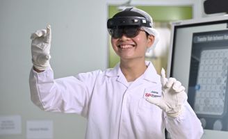 Student with VR goggles