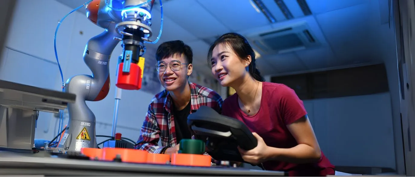 students in robotics lab