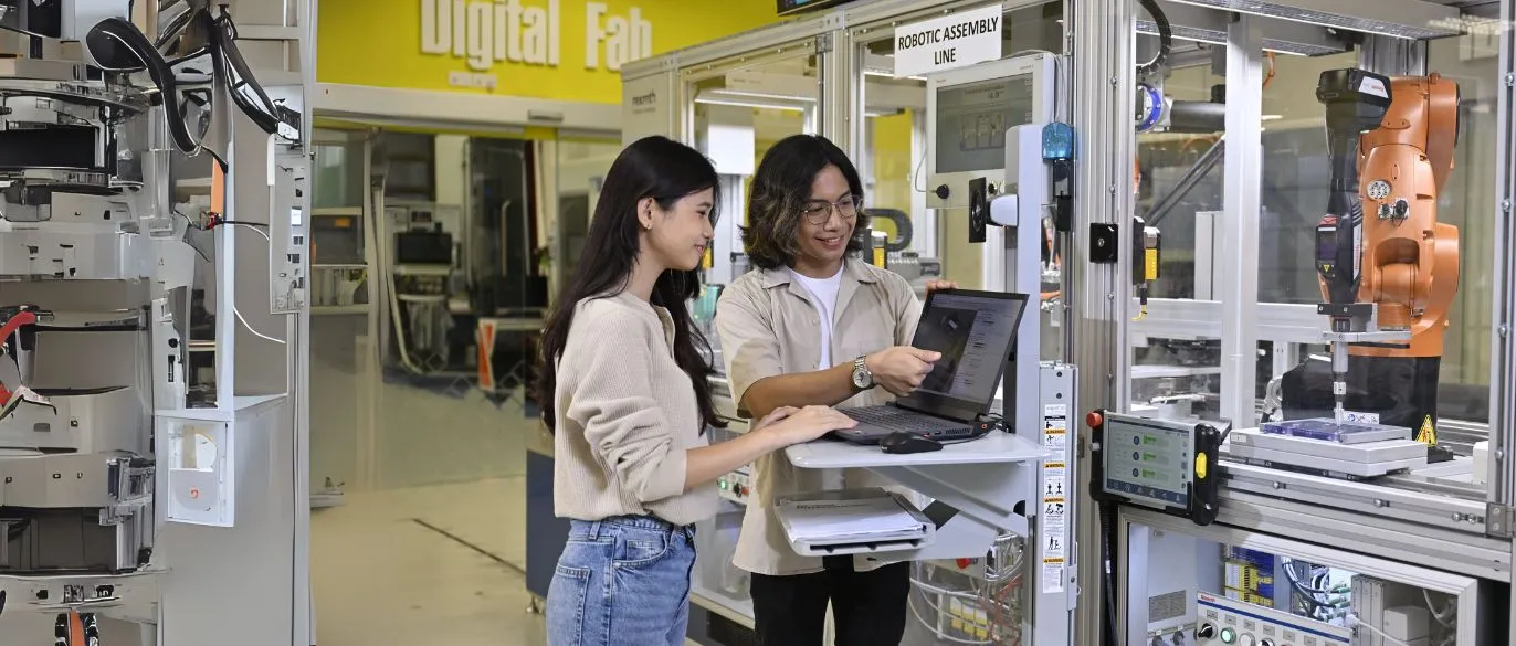 students in robotics lab