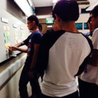 Students looking at a whiteboard