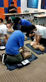 Students performing CPR