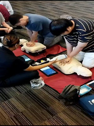 Students performing CPR